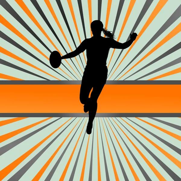 Rugby joueur femme silhouette vecteur fond — Image vectorielle