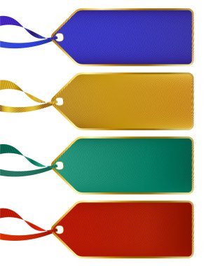 Set of Rich luxury color labels, tags with gold boarders clipart