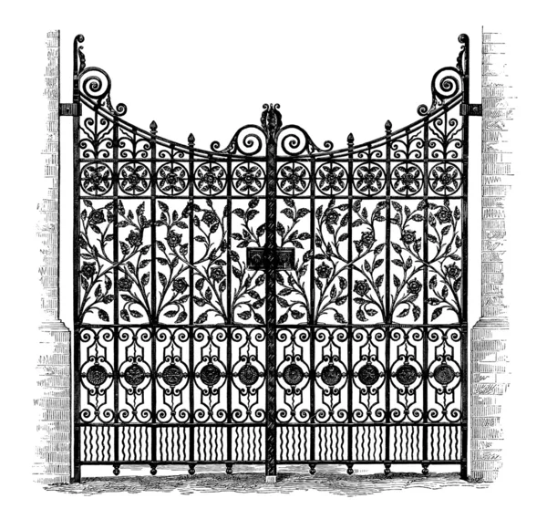 Wrought Iron Gates, vintage engraved illustration — Stock Vector