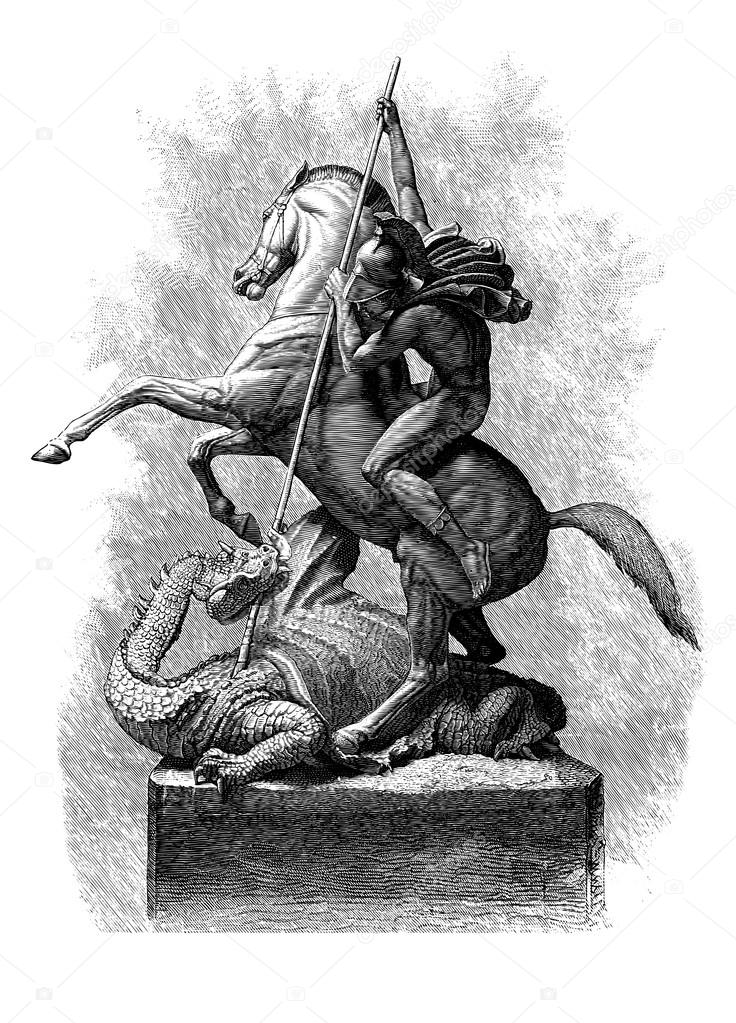 st george and the dragon vintage engraved illustration st george and the dragon vintage engraved illustration