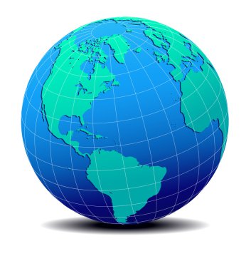 Kuzey, Güney Amerika, Avrupa, Afrika küresel dünya