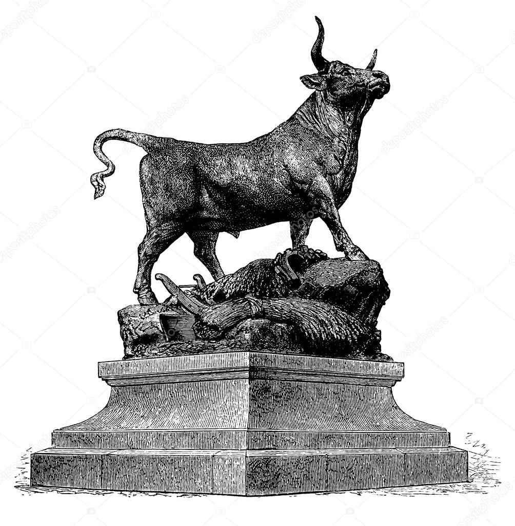 Bull, vintage engraved illustration
