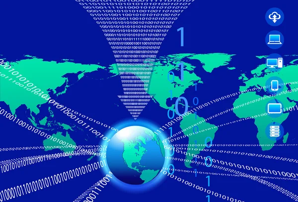 América fundo de dados - Fluxo de tecnologia de código binário com Glo — Vetor de Stock