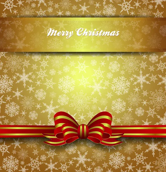 Merry Christmas Card Snowflakes - Gold Vector Background — Stock Vector