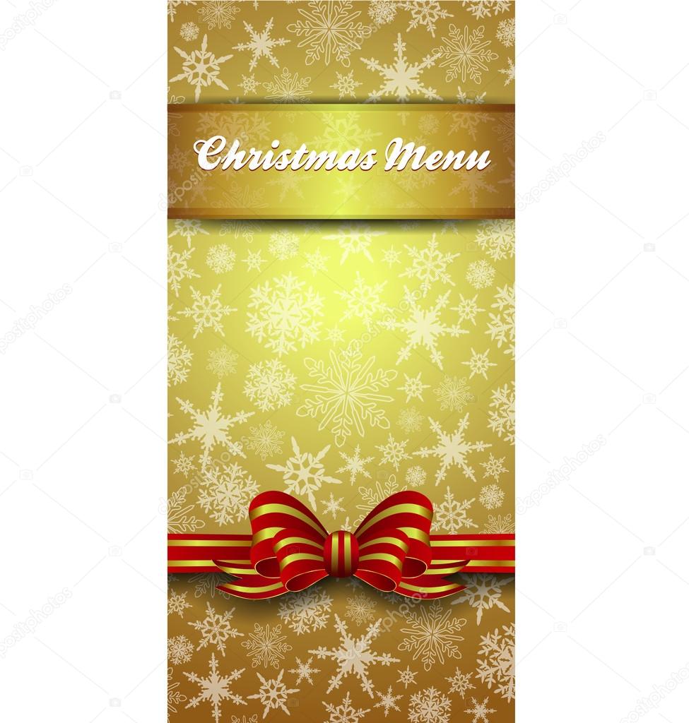 Christmas Menu Snowflakes - Gold Snowflake Background