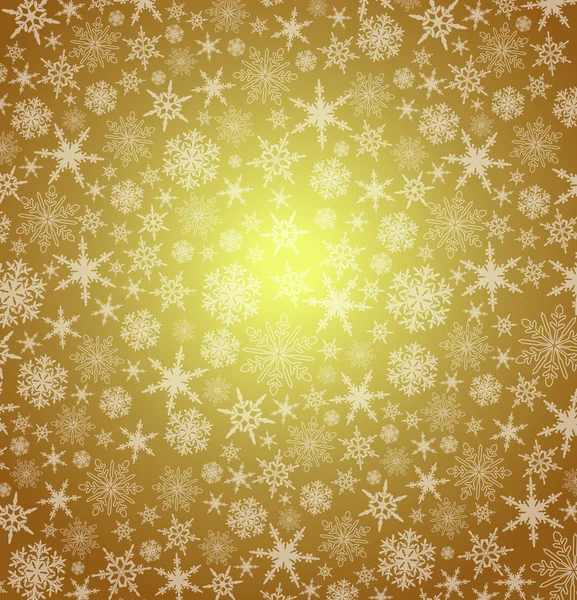 Flocos de neve estilizados de Natal de Ouro - Fundo vetorial abstrato — Vetor de Stock