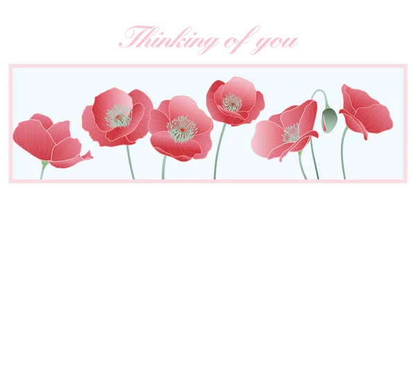 Thinking of you Card Poppies — Stock Vector