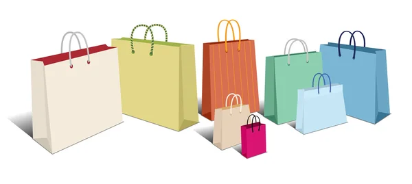 Retro Shopping Bags, Bolsas de Portador Iconos Símbolos — Archivo Imágenes Vectoriales