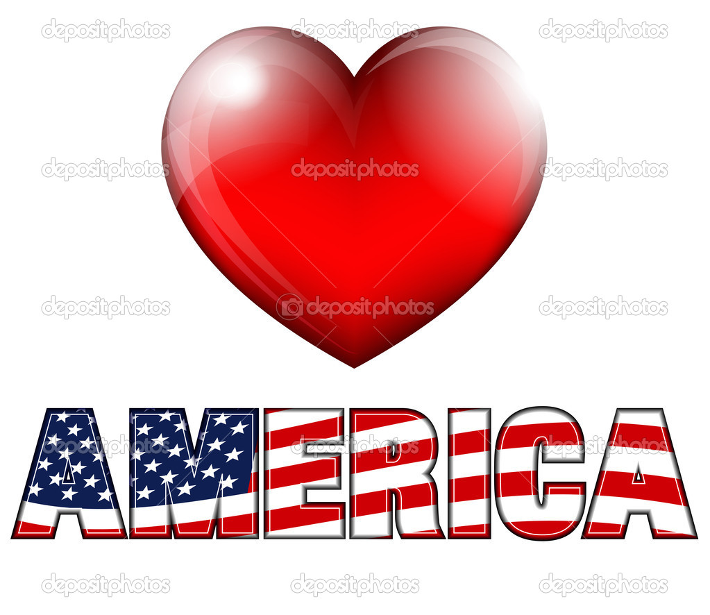 STARS and STRIPES HEART with AMERICA