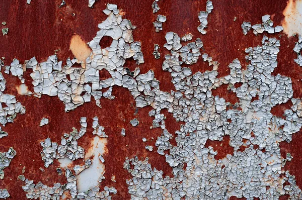 Grunge-Textur der alten rissigen Farbe mit Rost auf Metallrücken — Stockfoto
