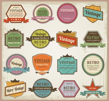 Vintage labels and ribbon retro style set design element