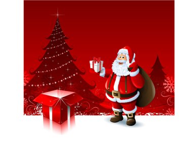 Noel Baba hediye kutusu tebrik kartı tasarımı holding
