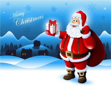 Noel Baba hediye kutusu tebrik kartı tasarımı holding