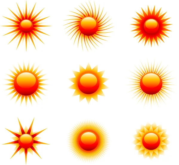 Ícones do sol vetorial — Vetor de Stock