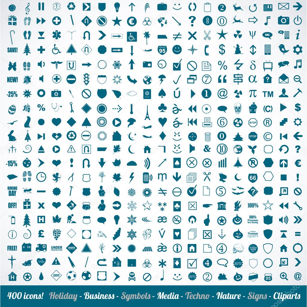 400 various icons symbols and design elements