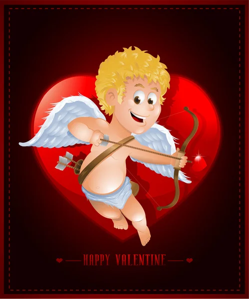 Valentin-nap kártya cartoon Ámor — Stock Vector