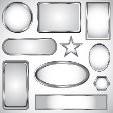 Silver vector label collection clipart