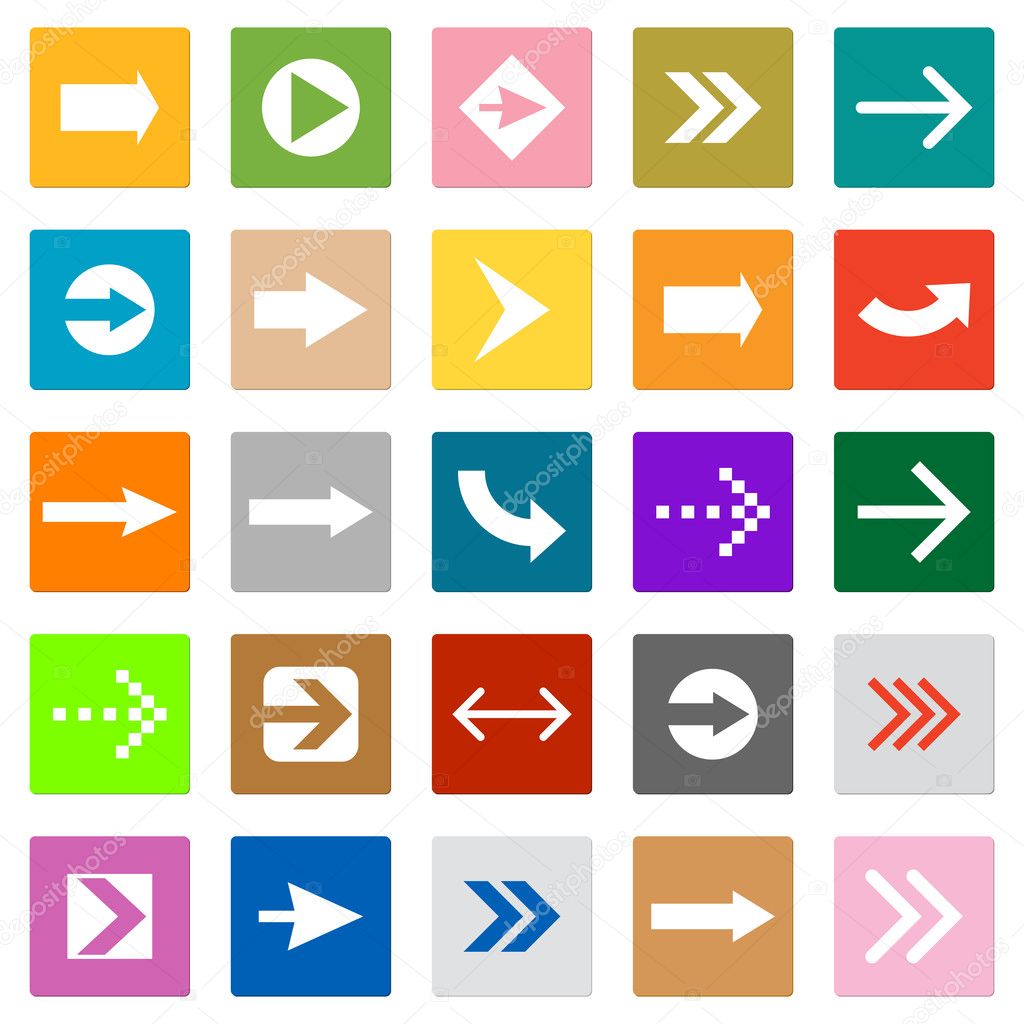 Arrow sign icon set square shape internet button