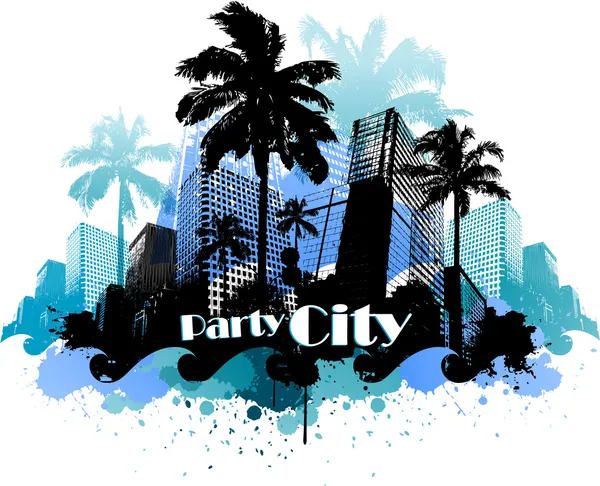 Tropiska urban party city bakgrunden — Stock vektor