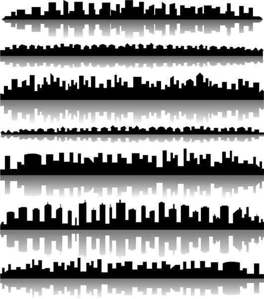 Cityscape silhouet stad panorama 's — Stockvector