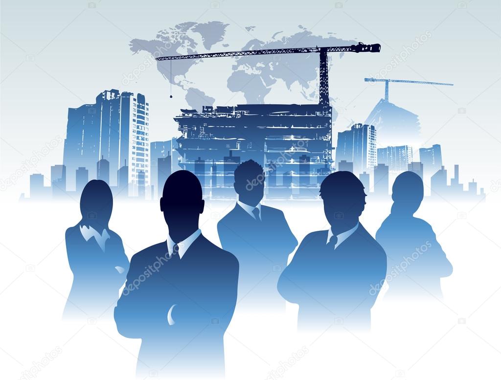 Businessman team in building office construction