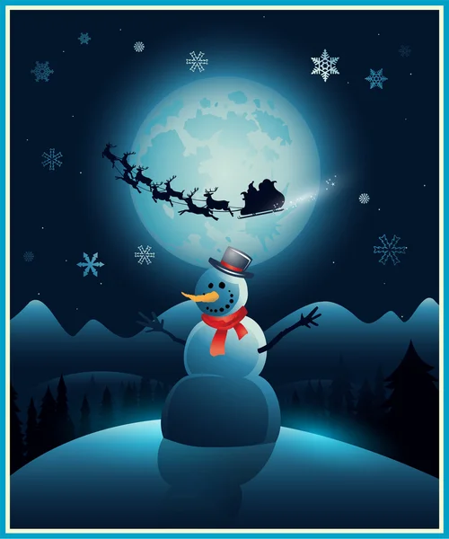 Christmas winter snowman background greeting card — Stock Vector