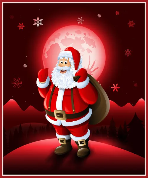 Santa Claus fondo Tarjeta de felicitación de Navidad — Vector de stock