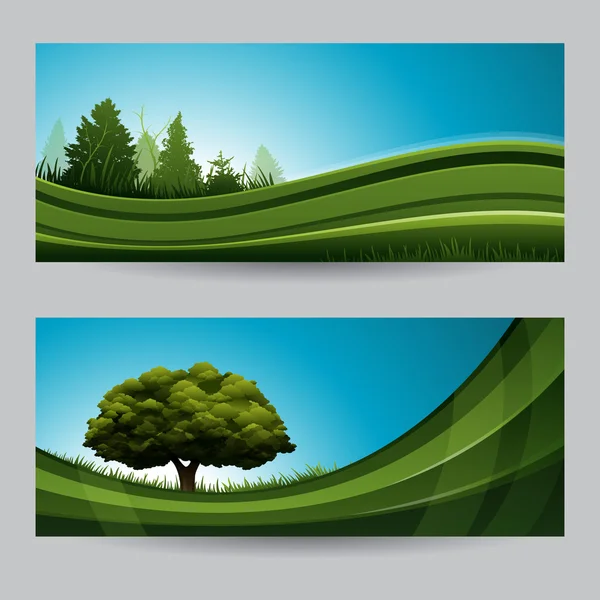 Frühling Hintergrund Natur Banner mit Baum — Stockvektor