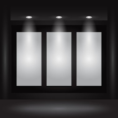 Gallery Interior with empty frames on wall clipart