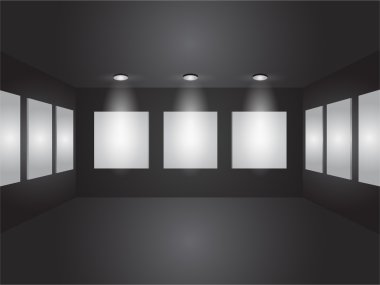 Galeri iç duvar boş çerçeveler ile