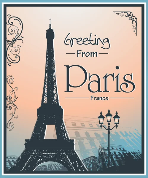 Copyspace Retro Style Poster With Paris Background — Stock Vector