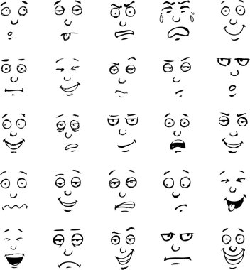 karikatür face duygular çizilmiş set el