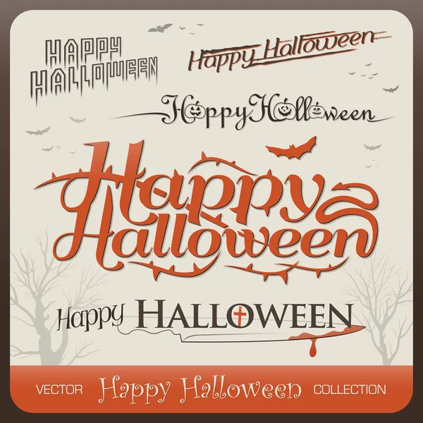 Conjunto de feliz halloween saudações tipografia — Vetor de Stock