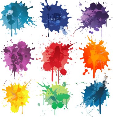 Colorful Abstract vector ink paint splats clipart