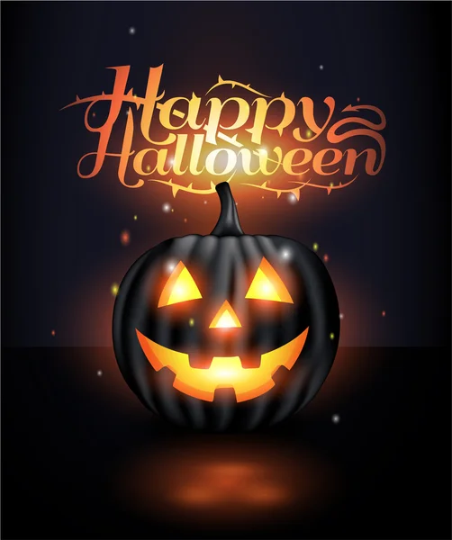 Mörka realistiska jack o lantern halloween bakgrund — Stock vektor