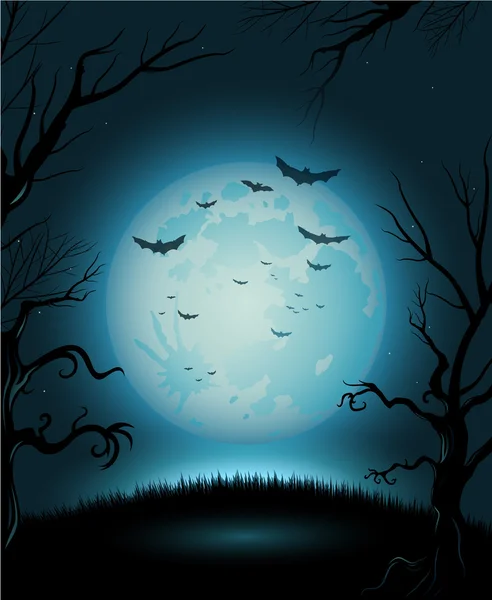 Affiche de nuit Halloween effrayant espace de copie de pleine lune — Image vectorielle