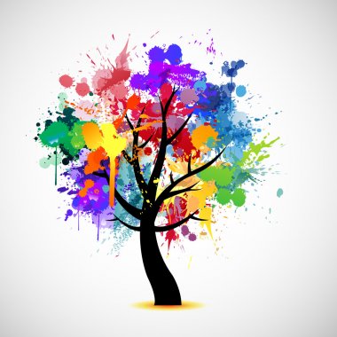 Картина, постер, плакат, фотообои "разноцветное красящееся абстрактное дерево
", артикул 50806957