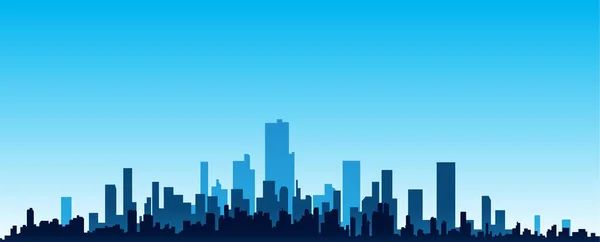 Cityscape silhouette on blue day sky — Stok Vektör