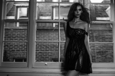 Sexy glamour model by a window