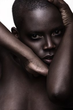 siyah Afrika genç seksi moda model stüdyo portre izole