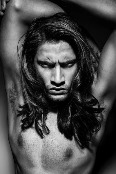 Portrait black and white of a male fashion model Stock Photo