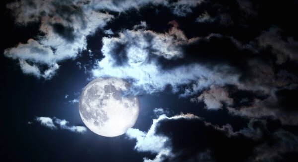 Moon and clouds in the beautiful night