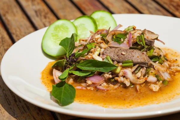 Thai kryddig köttfärs sallad — Stockfoto