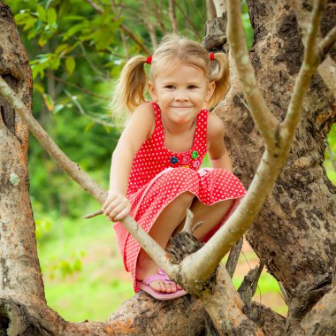 ağaç üzerinde oturan küçük kız