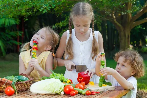 Sebze ile oynayan çocuklar — Stok fotoğraf