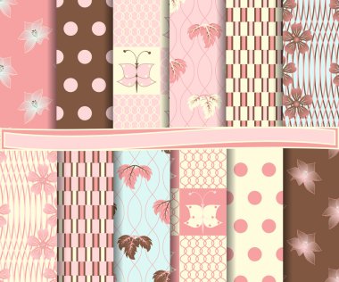 soyut çiçek vektör scrapbook kağıt ayarla