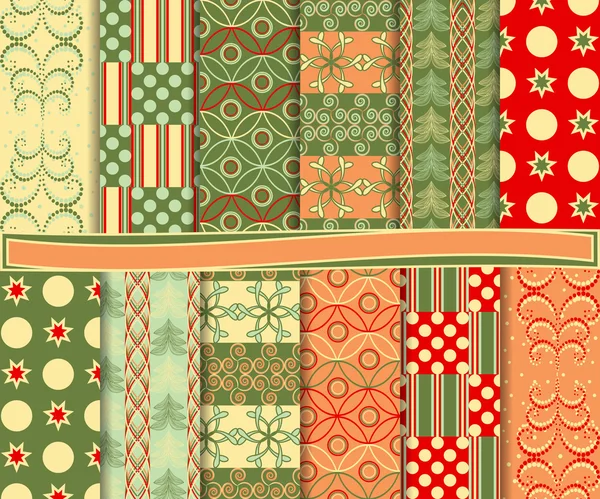 Conjunto de papel de Natal vetorial abstrato para scrapbook — Vetor de Stock