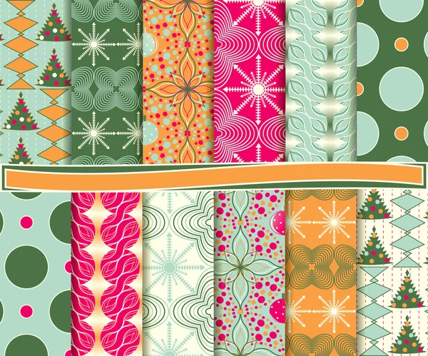 Abstract vector set of Christmas paper for scrapbook — Stock Vector