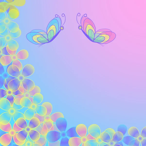 Vektor abstrakte florale Illustration mit Schmetterlingen — Stockvektor