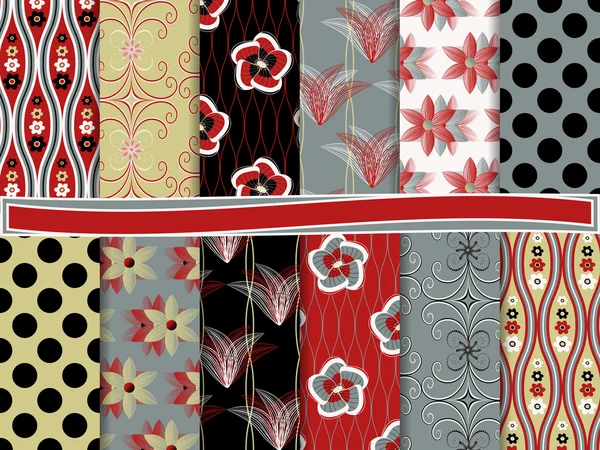 Abstract floral vector set van scrapbook papier — Stockvector